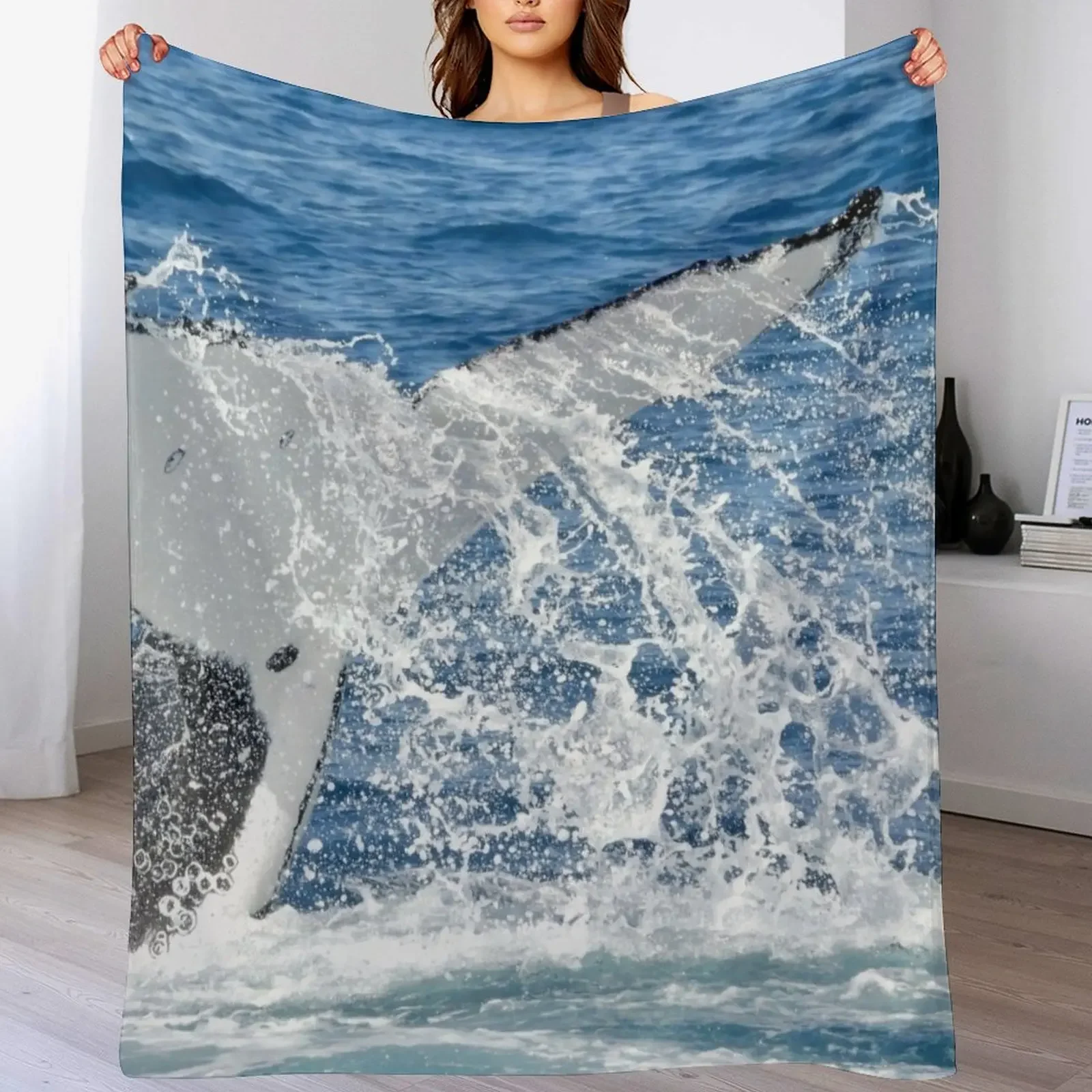 Whale watching tail splash spray in Hervey Bay Throw Blanket Weighted Personalized Gift Soft Travel Blankets