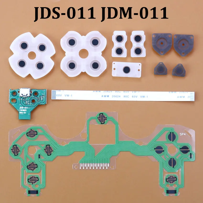 JDM-001/011 JDS-030 JDS-040 JDS-055 USB Charging Port Board Conductive Film Silicone Rubber Button For PS4 Pro Slim Controller