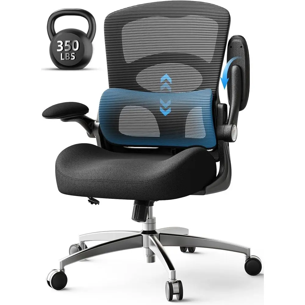 Ergonomic Oice Chair - Oice Desk Chair with Adjustable Lumbar Support - Mesh Comy Chair with lip-Up Arms - Heavy Duty Gaming Cha