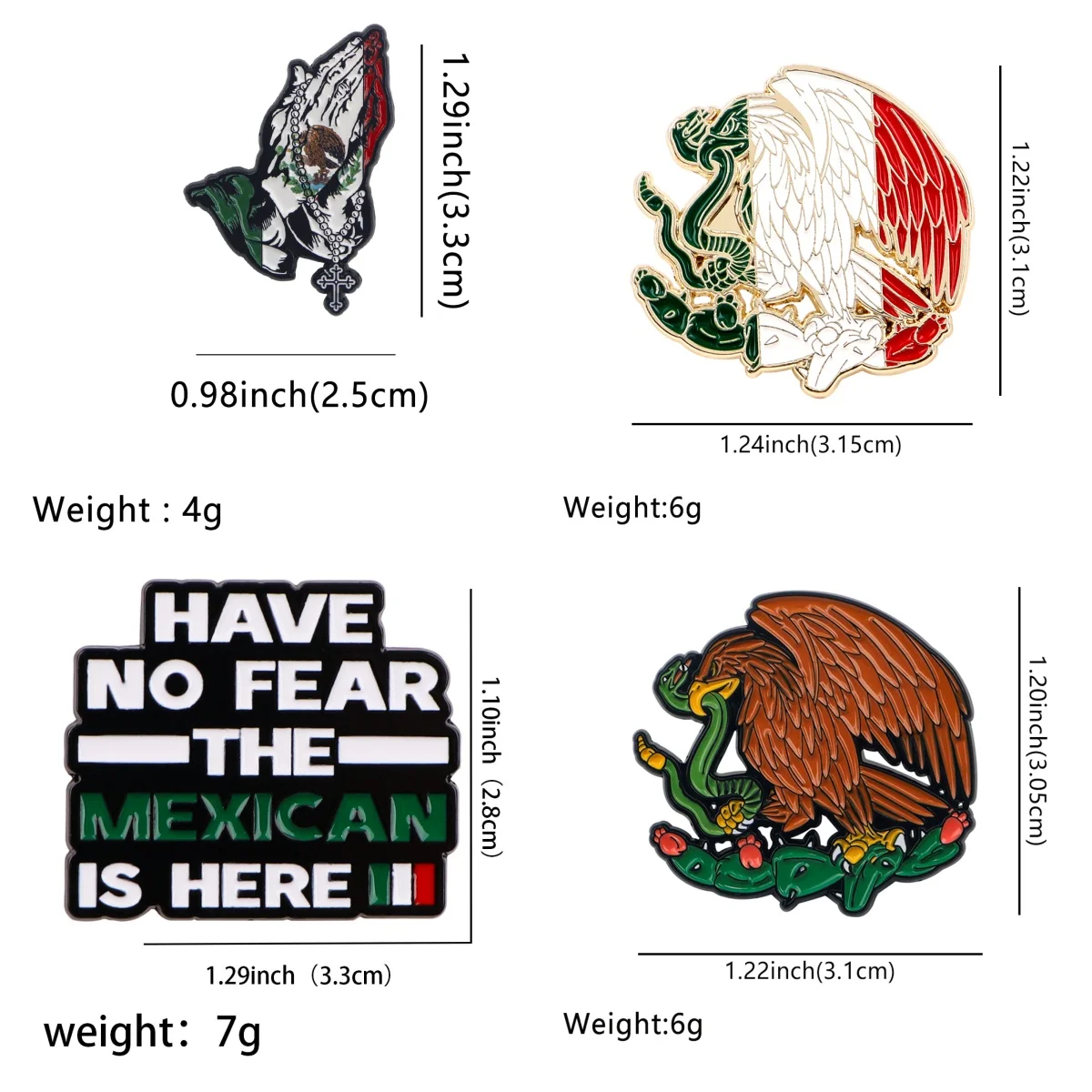 

Mexican Flag Enamel Pins Classic Eagle Snake Lapel Pin Badge on Backpack Clothing Accessories Fashion Jewelry Gifts