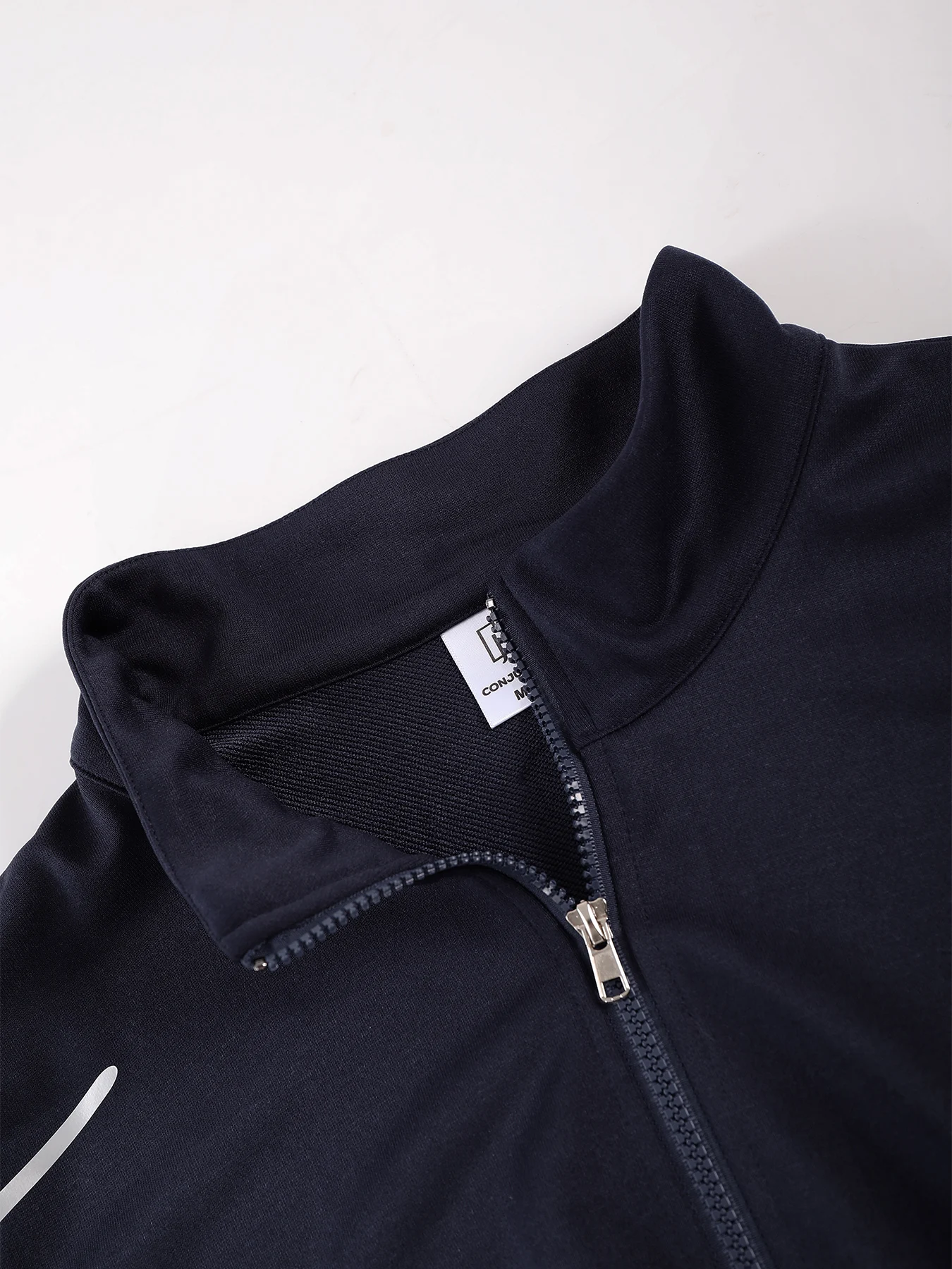 Men's Stand-Up Collar Zip-Up Cardigan Jacket and Straight-Leg Trousers Two-Piece Set, Navy Blue Simple Casual Sports Suit, Business Style Versatile Comfortable Daily Men's Outfit Set view 5
