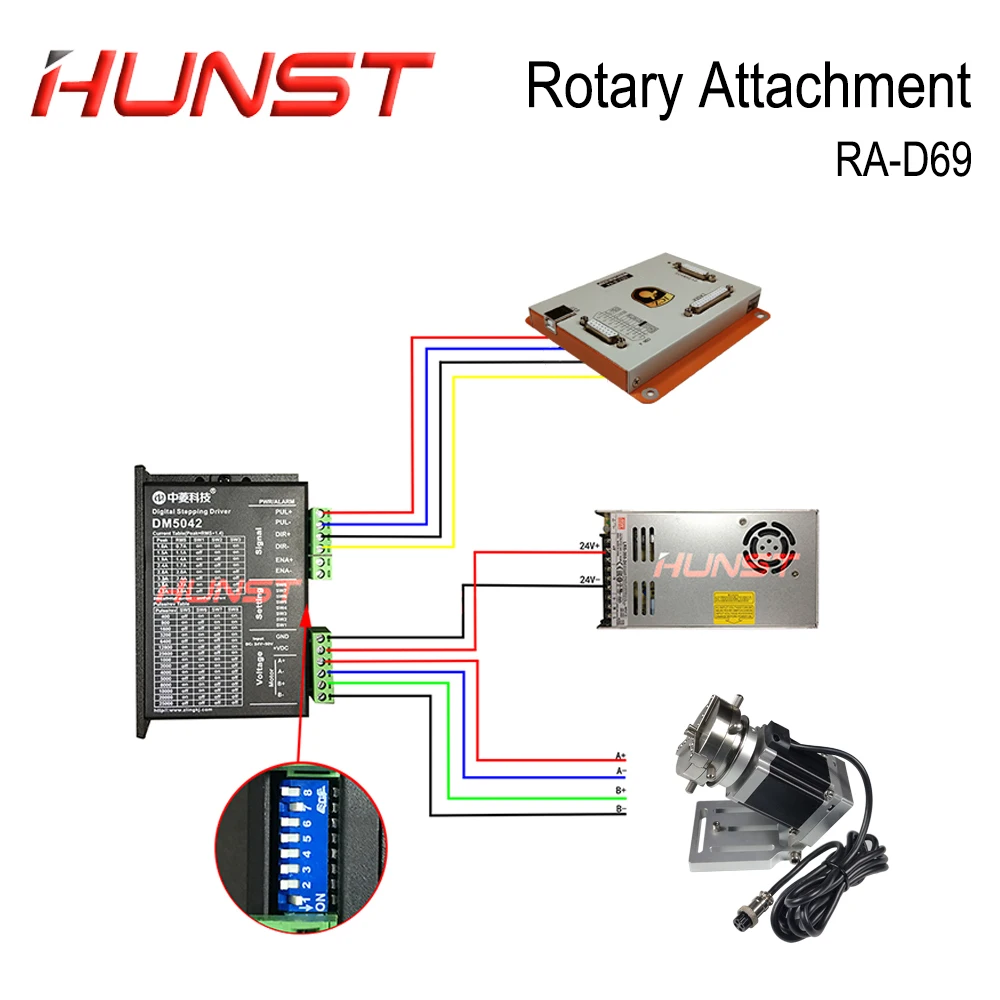 HUNST Rotary Attachment Diameter 69mm Device Fixture Gripper Three Chuck Rotary Worktable for Laser Marking Parts Machine