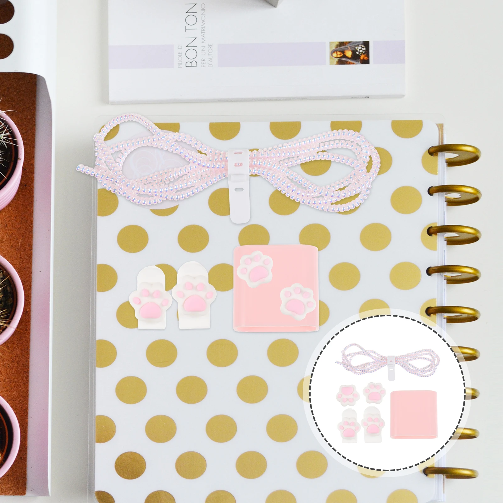 

1 set Power Adapter Protector Case for 14 20W Cable Cover Lightweight Portable Cat Pattern Design for