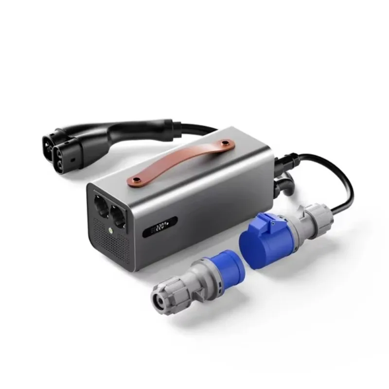 7.5kW CCS2 V2L Portable EV Charger For Tesla Model 3/Y/S/X With Real-time Monitoring Discharge Function Camping & Home Use