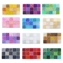 15 Colors Glass Beads Set for Bracelet Making Spacer Loose Beads with Storage Box Tube Beads Kit for DIY Craft Necklace Charms