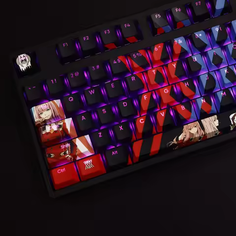 108 Keys/Set New Darling 02 Zero Two PBT Cherry Profile Anime Game Girl Keycaps for MX Switch for Mechanical Keyboard DIY Custom