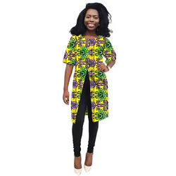 Abito africano su misura con spacco frontale donna Ankara Outfit Fashion Print mezza manica Costume da festa di nozze