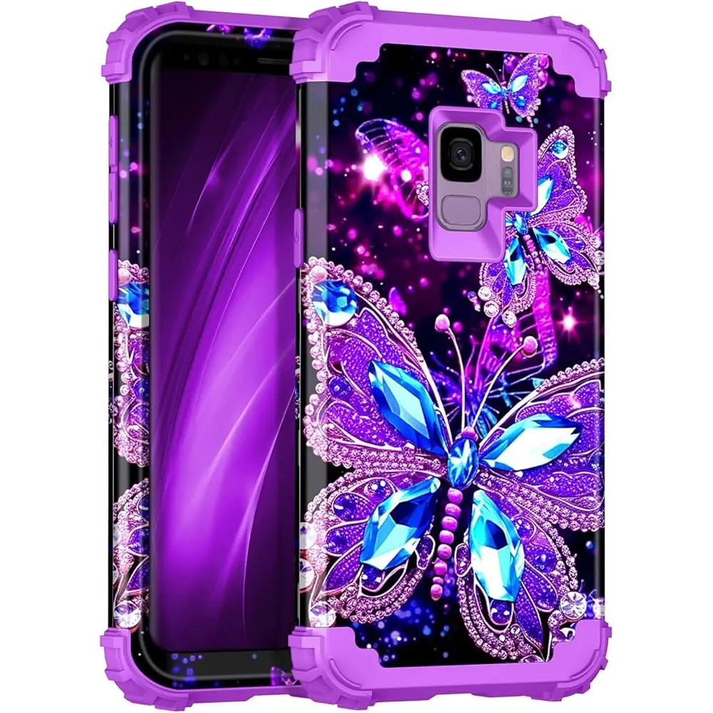 

for Galaxy S9 Case,Glow in The Dark Three Layer Heavy Duty Shockproof Hard PC+Soft Silicone Bumper Rugged Anti-Slip Protecti