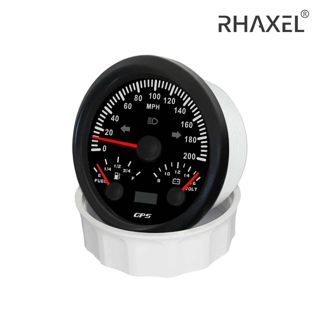 

RHAXEL Universal Speedometer GPS 120MPH Odometer with High Beam Left Light Right Light 85mm Fuel Level Gauge Voltmeter 12V