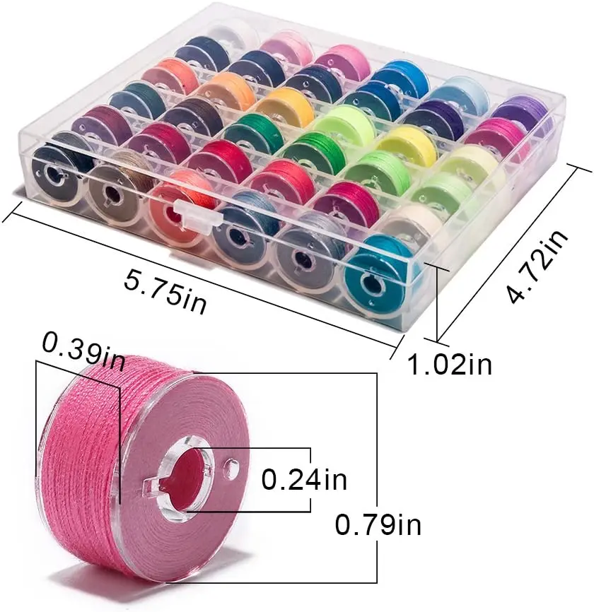 36Pcs Bobbins and Sewing Threads with Bobbin Case for Multiple Sewing Machine Embroidery Polyester Thread DIY Sewing Accessories