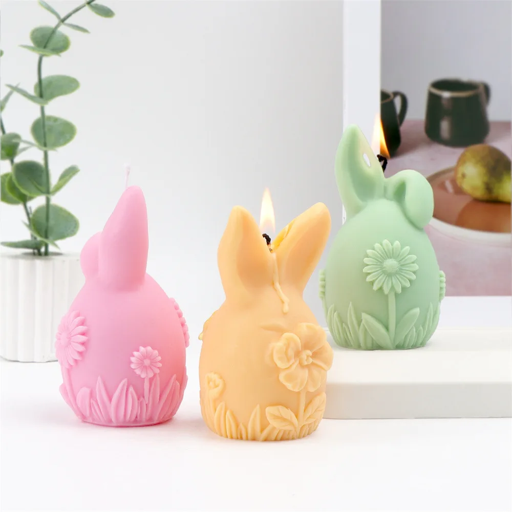 

Easter Egg Bunny Candle Silicone Molds Diy Holiday Decoration Plaster Epoxy Resin Mold Scented Candle Molds for Candle Making