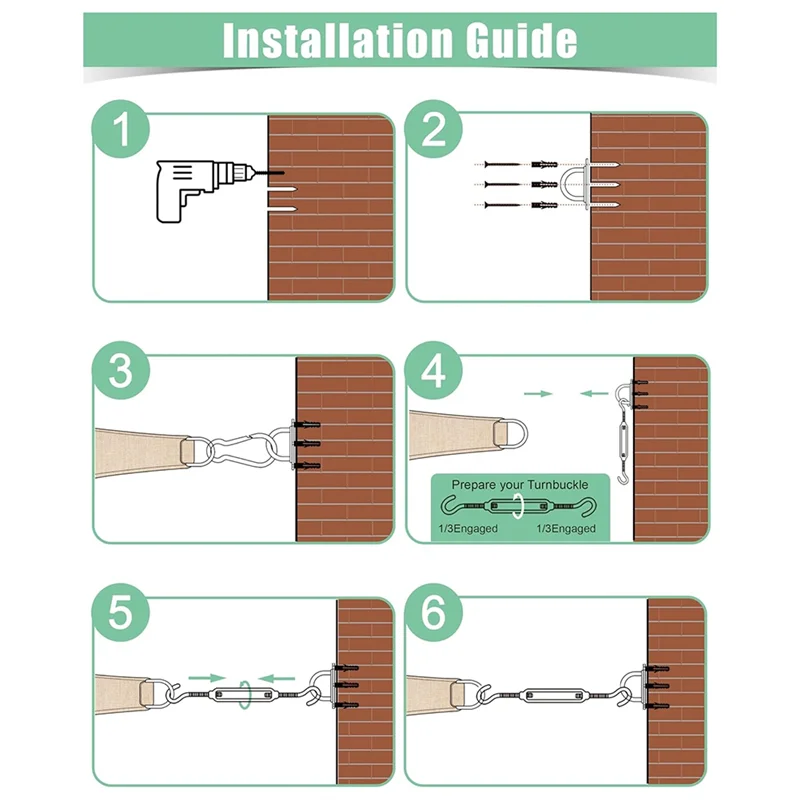 

AT44-Shade Sail Hardware Kit: M6 Shade Sail Hardware Installation Kit For Courtyard Garden Swimming Pool (42 Pieces)