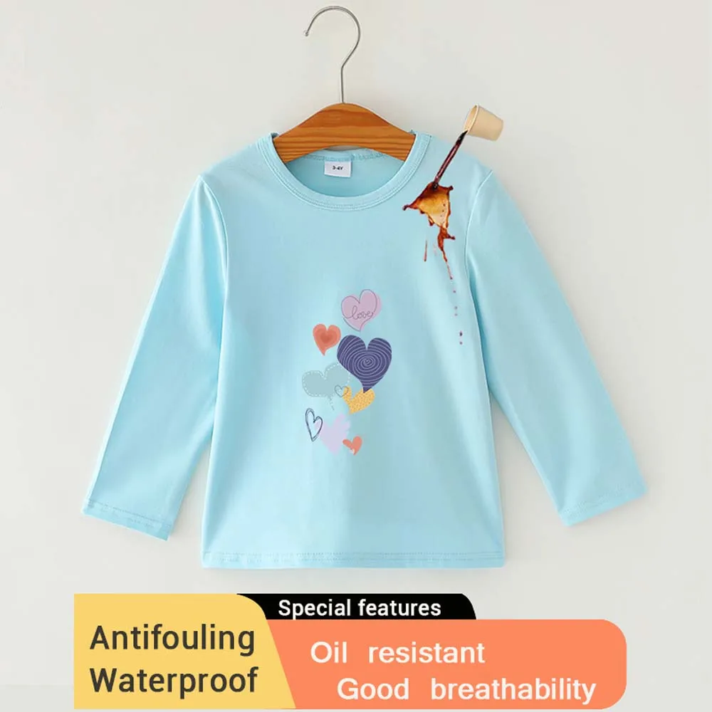 Multi love long sleeved T-shirt for boys and girls optional printing anti fouling waterproof oil resistant breathable and good