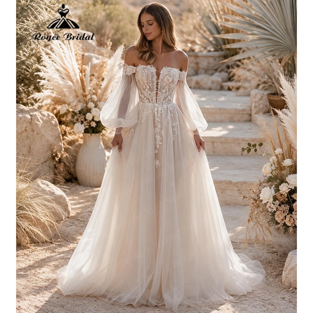 Roycebridal Applique Boho A Line Wedding Dresses 2027 V Neck Sexy Plus Size Beach Bridal Gown Customized vestido de novia