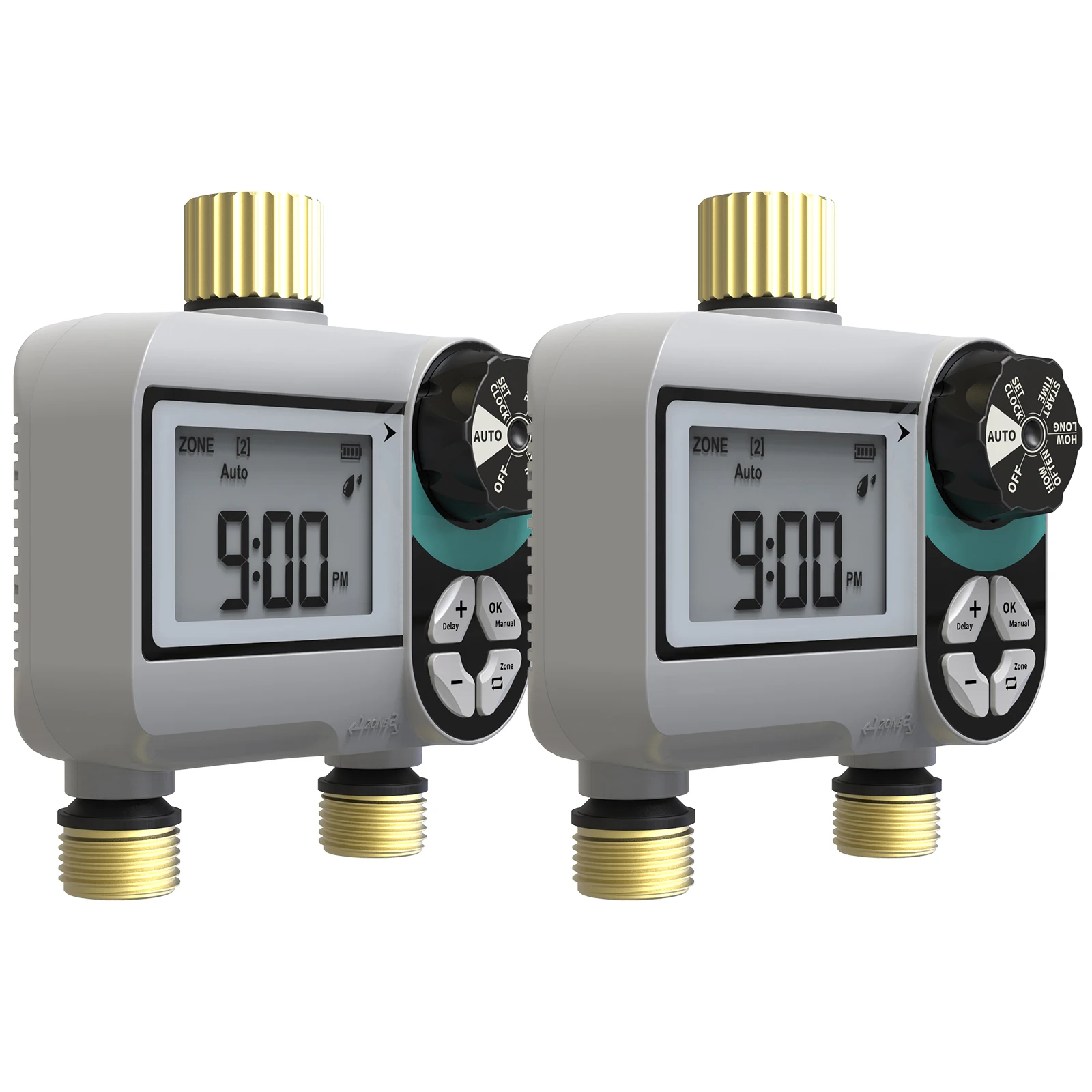 

2 Zone Programmable Water Timer for Garden Hose with Rain Delay/Manual Watering/Automatic Irrigation Controller System for Yard