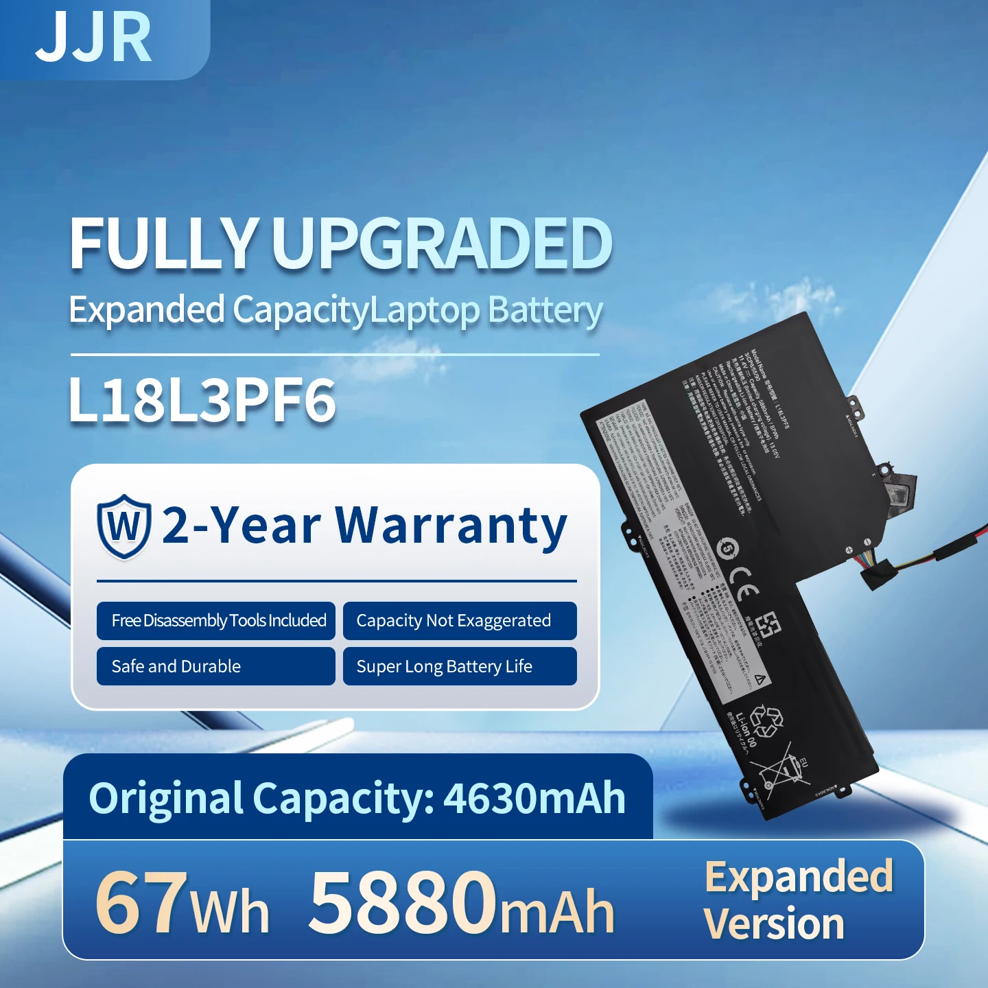 New Replacement Battery L18L3PF6 5880mAh/67Wh 11.4V Higher Capacity Laptop Battery for Lenovo IdeaPad S540-15IWL