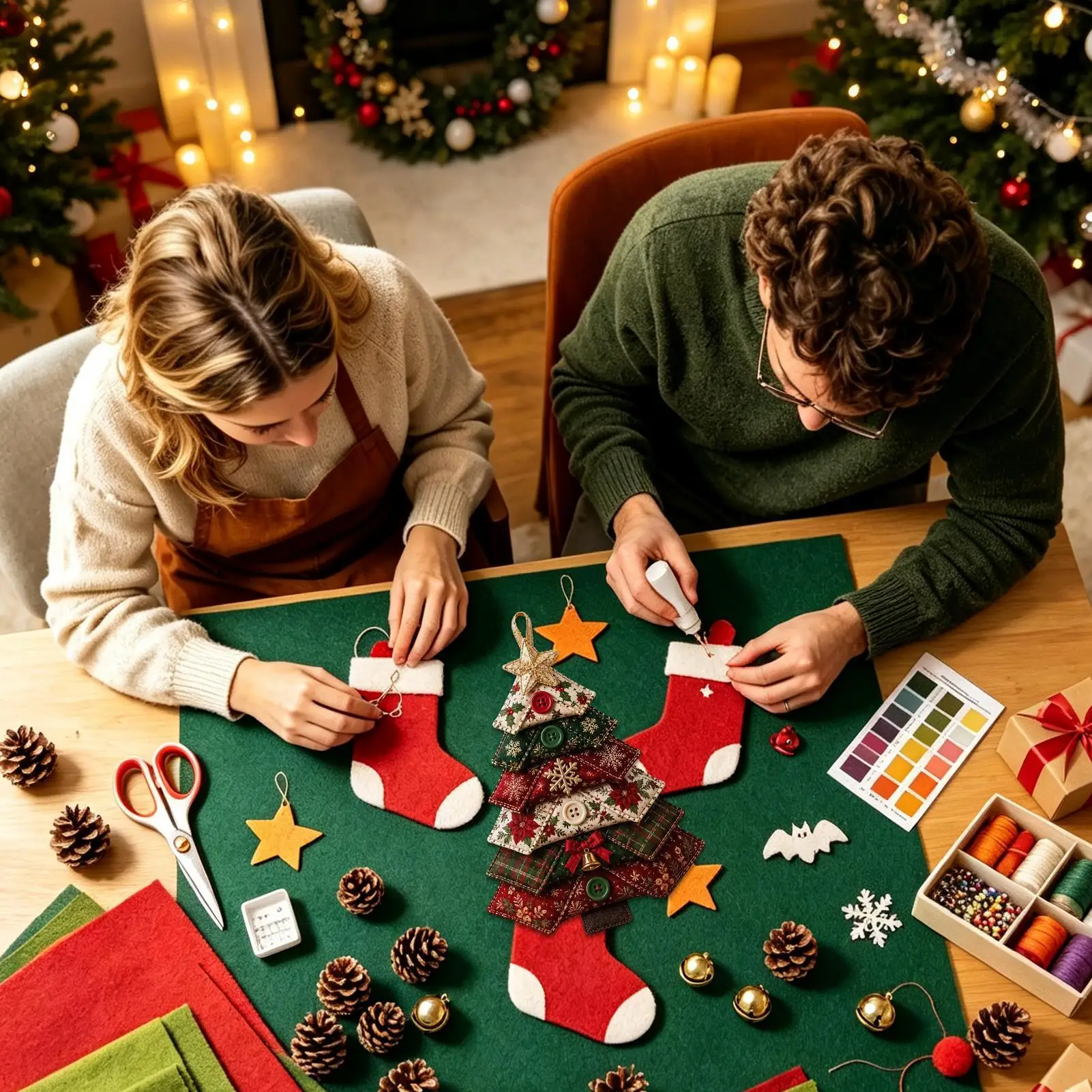 Sewing Project Kits With Thread Christmas Tree Fabric Quilted Ornament Holiday Sewing Craft Art Kit For Women Men Beginner Home