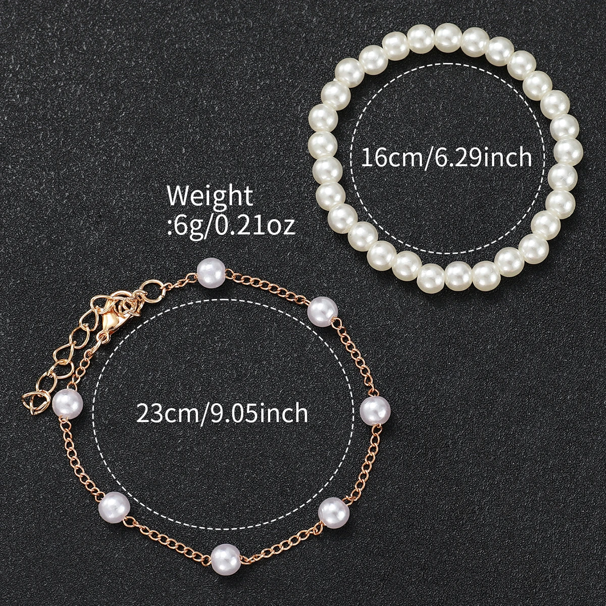 3pcs/set Fashion Women Leather Strap Quartz Watch and Pearl Bracelet Set