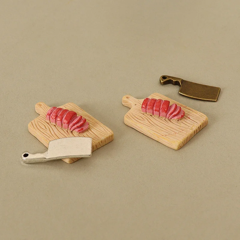 طقم سكاكين مصغر لبيت الدمية ، قطع ألواح اللحم ، منزل الدمى ، إكسسوارات المنزل ، ديكور المنزل