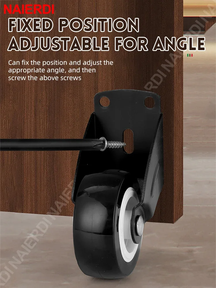 NAIERDI 1/2/4 Pieces Door Bottom Support Wheel Anti-Droop Adjustable Height PP Nylon Furniture Wheels Casters Platform Trolley