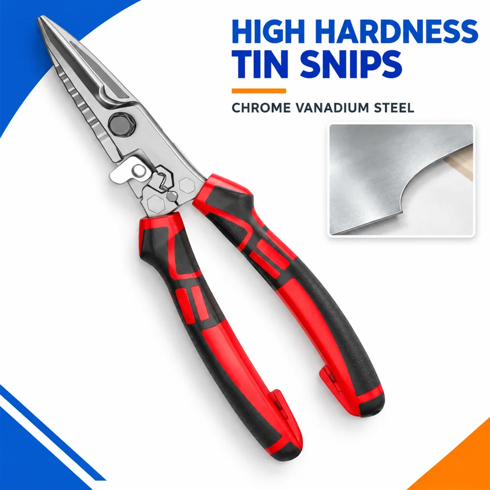 Multifunctional Wire Cutter Thickened Serrated Electrician Scissor Crimping Wire Cutter for Metal Sheet Cable Cutting Heavy Duty