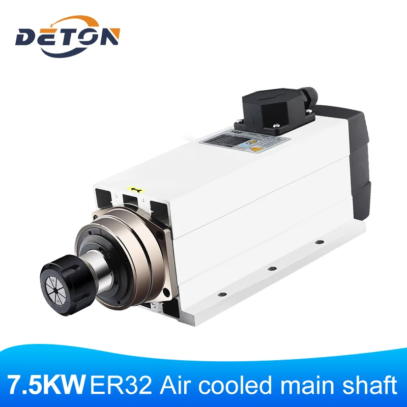 

Square With Flange Air Cooled Spindle 220v/380v 7.5kw ER32 4 Bearings Square 18000 RPM Spindle Motor for woodworking