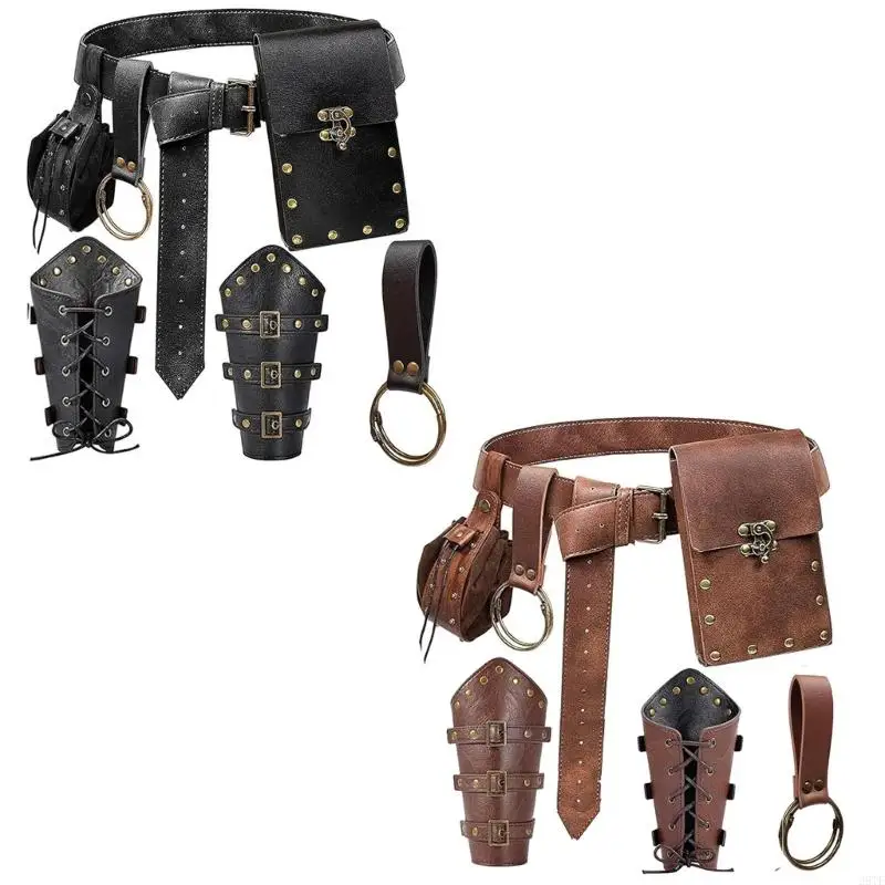 

2025 Новые 5pcs retro Steampunk Pack Set Set Multi -Compartment Belt Couches Multi -функциональный органайзер талии для
