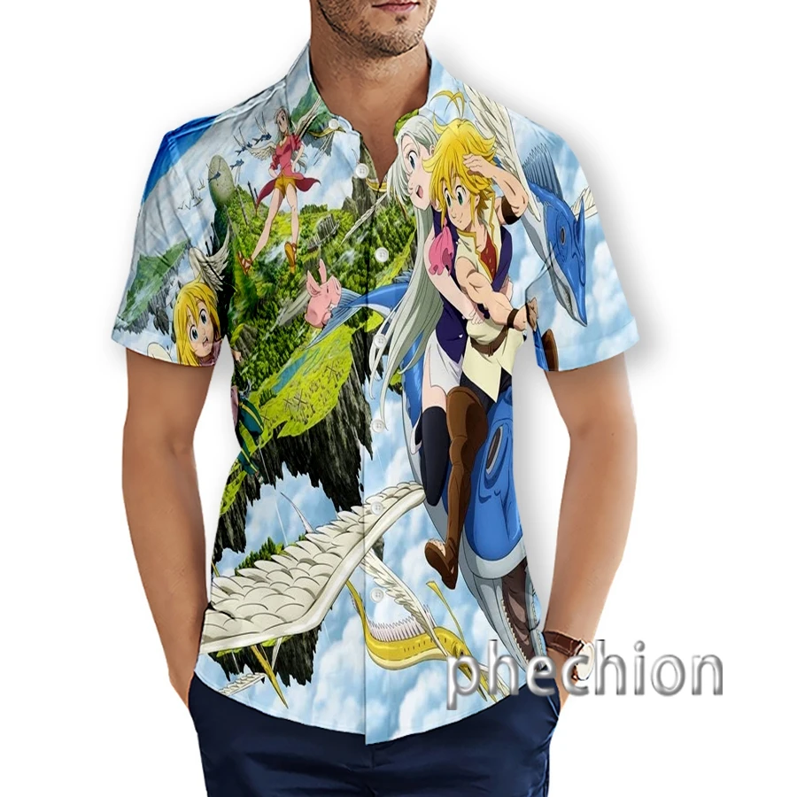 

Hawaiian Mens Short Sleeve Beach Shirts Casual Anime Seven Deadly Sins 3D Printed Shirts Plus Size S-5XL Fashion Men Tops U17