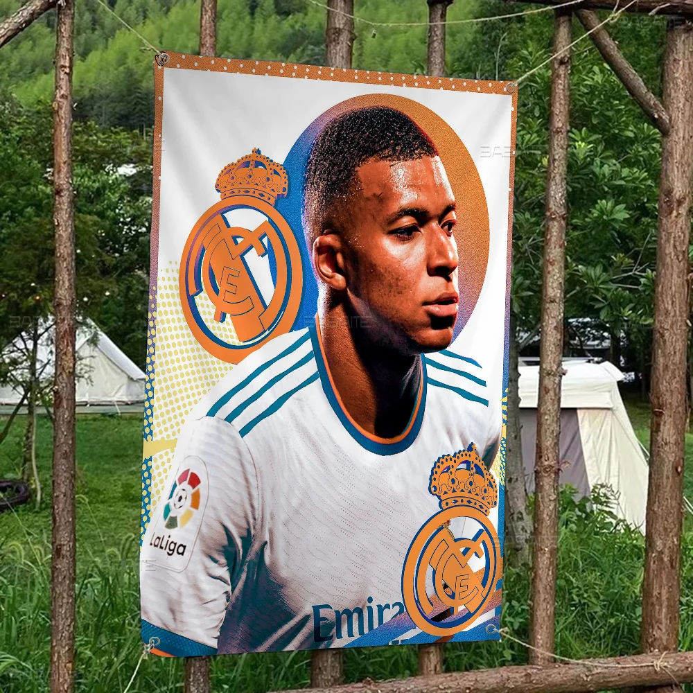 K-Kylian M-Mbappe Cartoon Flag Art Science Fiction Room Home Decor Wall Hanging Home Decor Banner