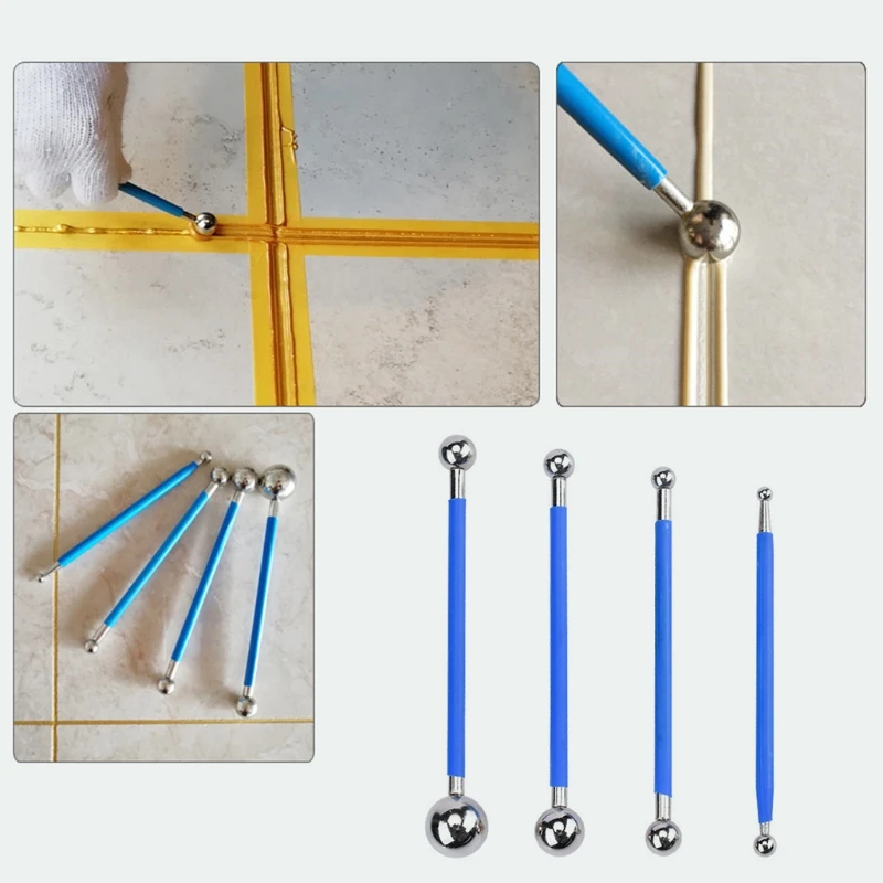 F92C 4pcs/set Tile Caulk Herramienta acabado Finish Reparación Herramienta calafateo Bola presionada