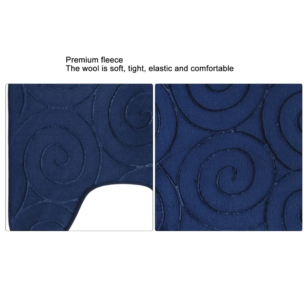 

3 PCS Polyester Fiber Bathroom Mat Set Colorful Non-Slip Bath Carpets Set Memory Foam Machine Washable Bath Rug Set