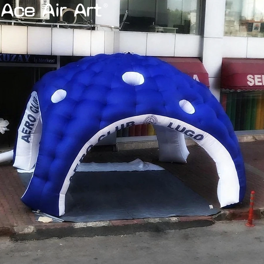 Área de recepção inflável inflável exterior azul gigante personalizada da barraca da abóbada para o lugar da reunião do evento