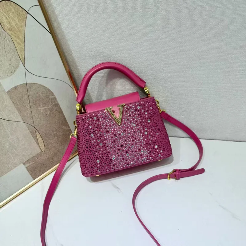 High-end Handbag Women, New Autumn and Winter Color-blocking Fashionable Lady Bucket Bag