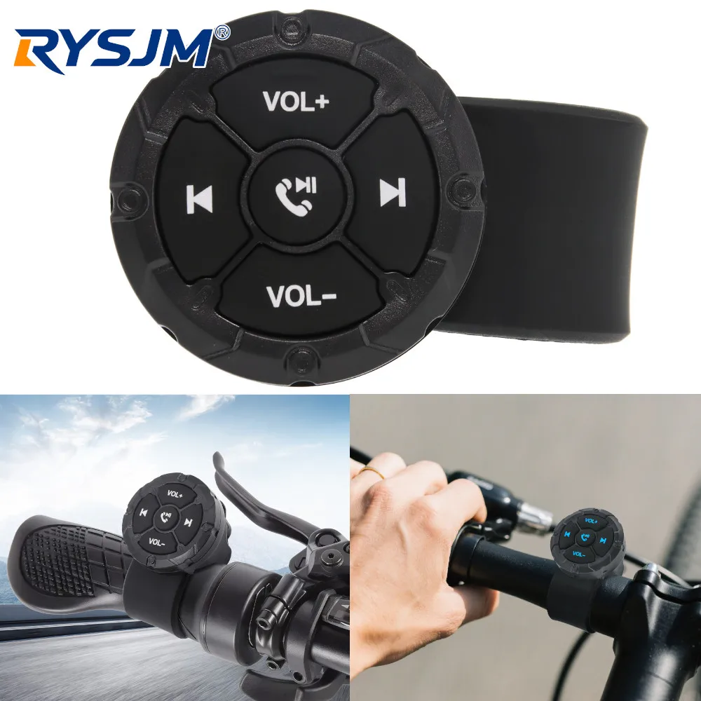 

Bluetooth-compatible Media Button Remote Control Helmet Earphone Motorcycle/Bike Handlebar Media Controller Steering Wheel