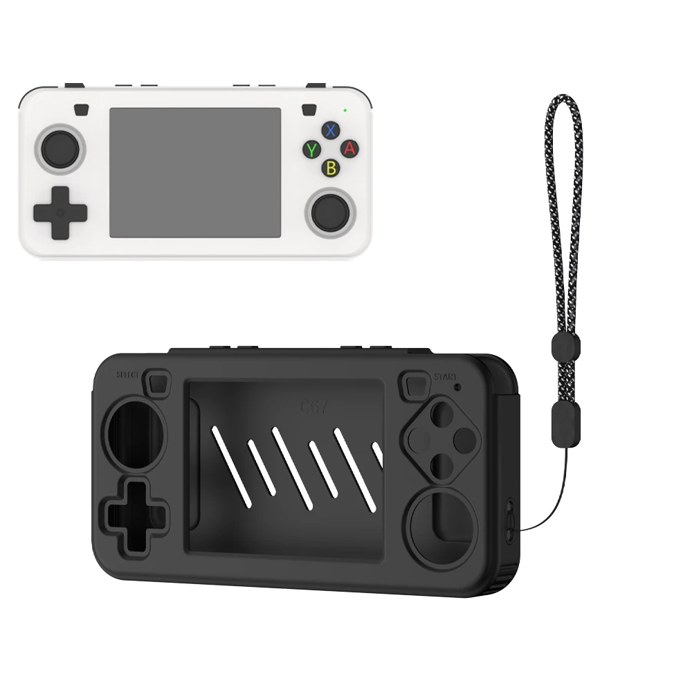 for R36H Game Console Silicone Case with Lanyard Drop Protection Case Black