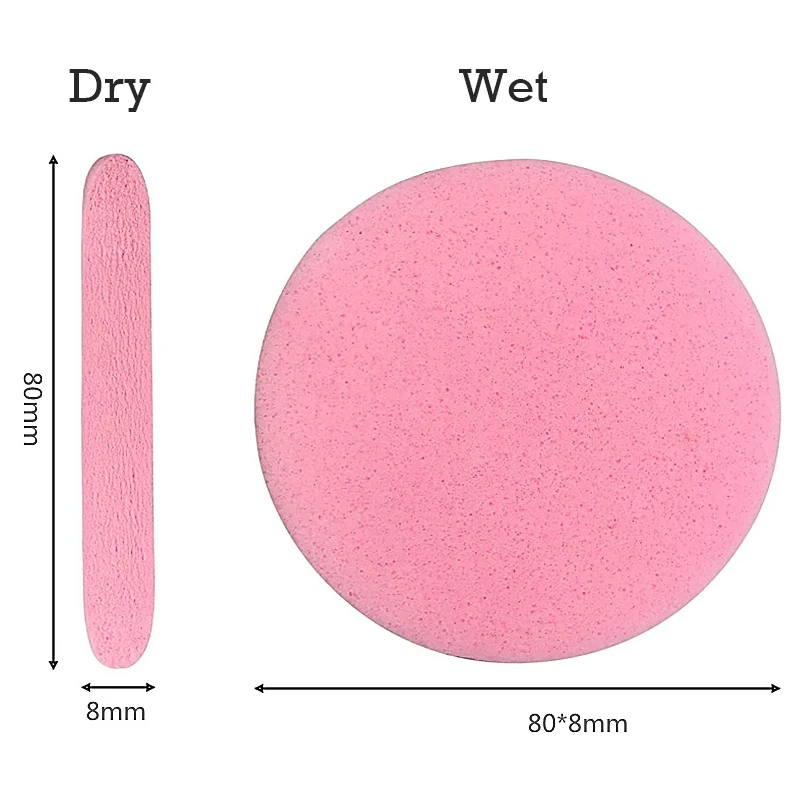50 stks/doos Gecomprimeerd Gezichtsreiniging Bladerdeeg Strip Kleurrijke Ronde Wassen Gezicht Spons Huidverzorging Beauty Tool Vrouwen Make-Up Remover Gereedschap