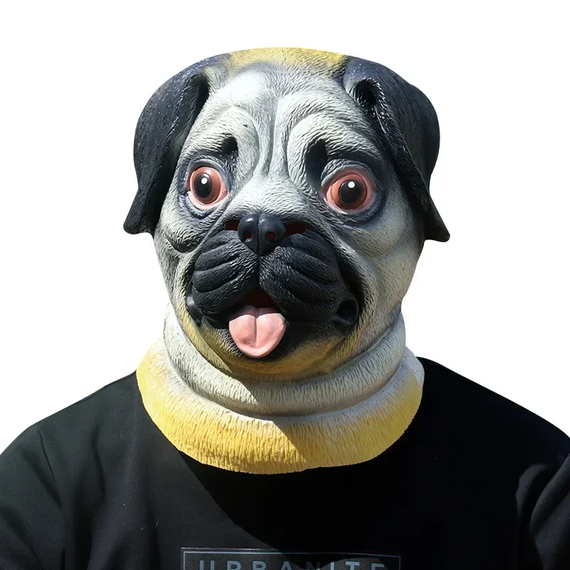 Cosplay Animals Pug Masks Dogs Head Mask Halloween Party Masquerade Carnival Funny Performance Costume Prop