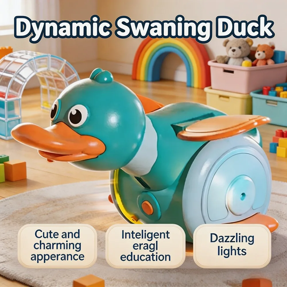 New Funny Electric Rotating Foraging Duck Toy Crawling Teaching Learning Toy Educational Play Toy Ideal Birthday Holiday Gift