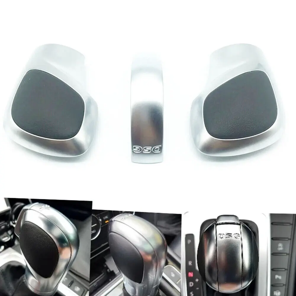 

WXZOS Silver Gear Shift Knob Cover w/DSG Trim for VW 2012-2019 Tiguan 2013-2019 Beetle