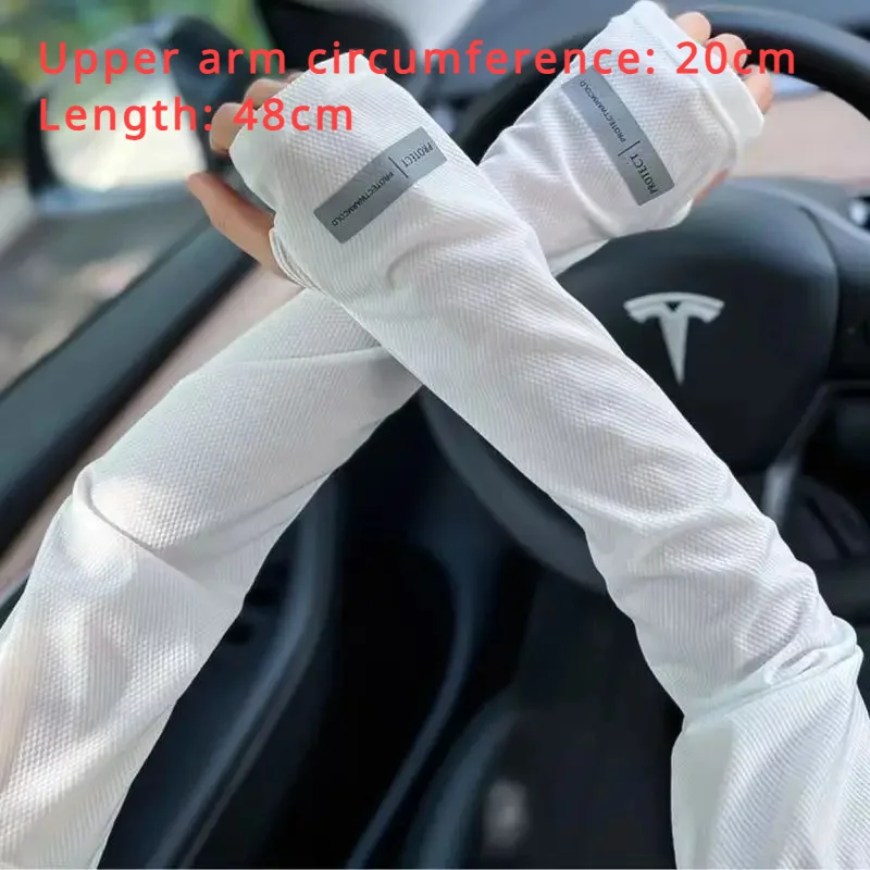 2024 New Ice Sleeve Sunscreen Female Summer Driving Outdoor Sunscreen UV Arm Protection Gloves Sunshade Cool Feeling