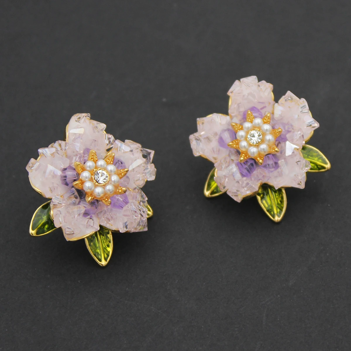 

Sweet Cute Light Purple Pink Flower Stud Earrings for Women Girl Spring Summer Party Jewelry Gift Daughter Sister