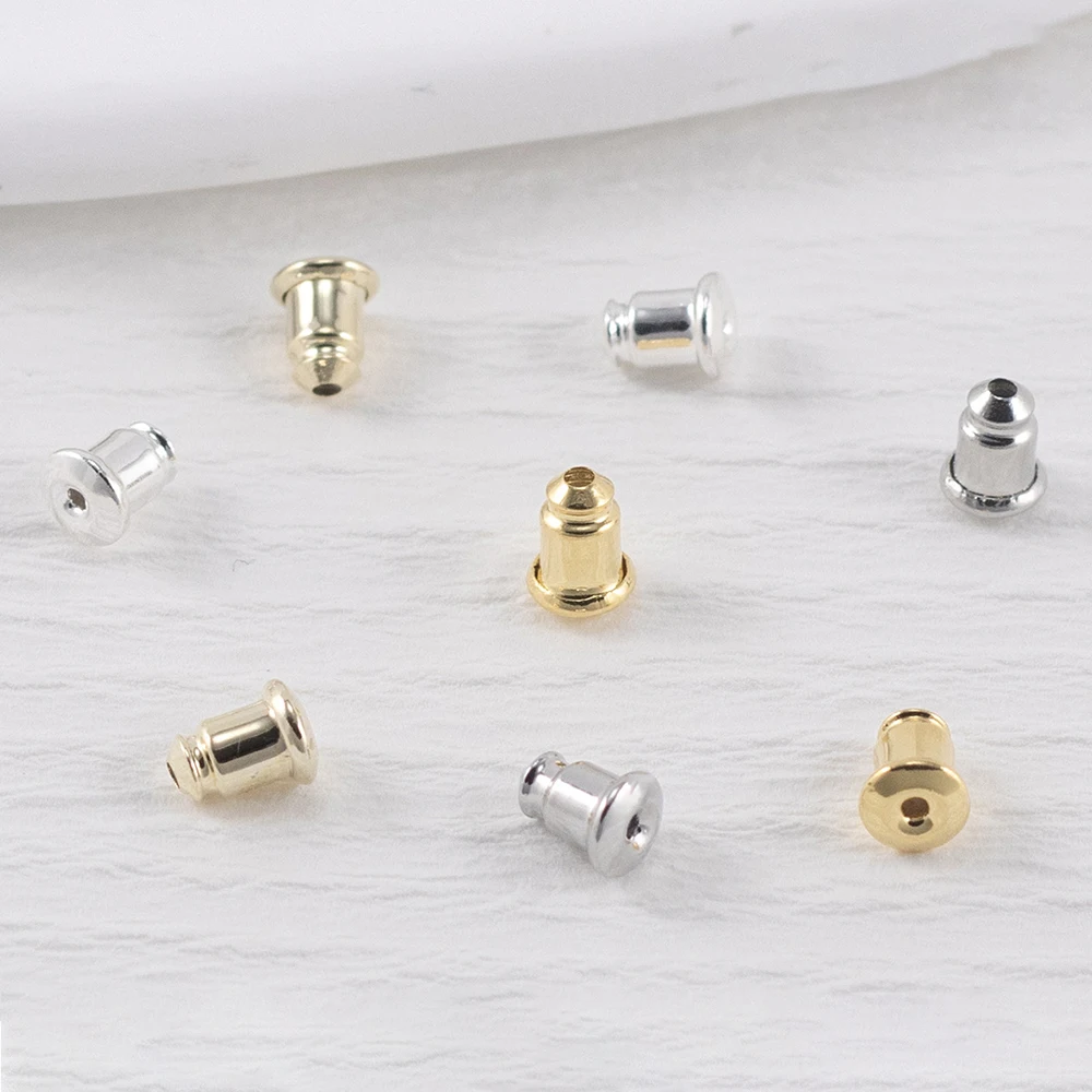 

Bullet Earrings Backs Brass Hypoallergenic Push Fit Ear Pin Stud Stopper Silver and Gold Color Ear Nuts Diy Jewelry Findings