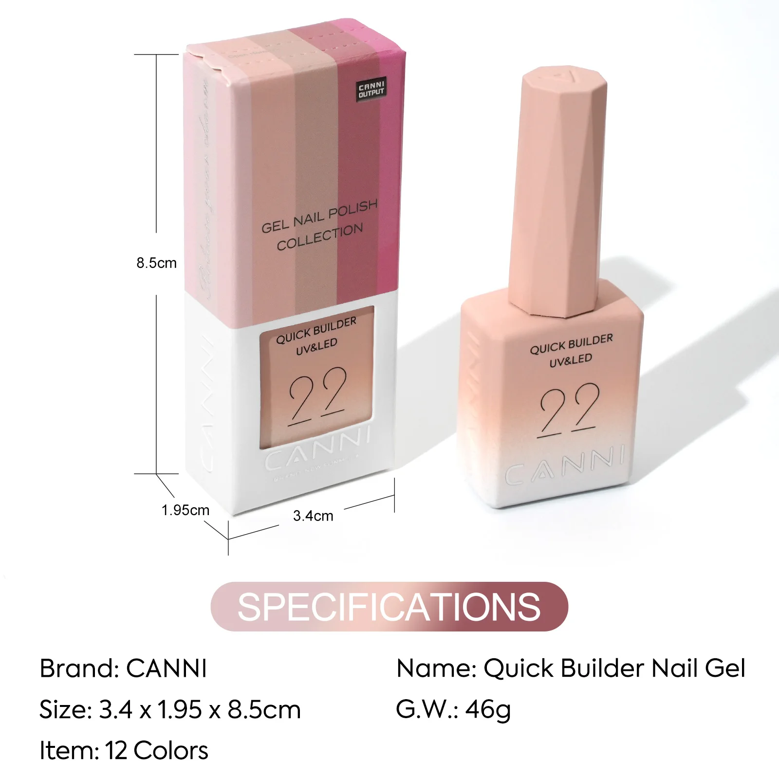 CANNI TPO-freies Schnell-Aufbau-Nagelgel in Flasche, Jelly Nude, halbtransparente Farbe, 9ml, ablösbares UV-LED-Formgel – Detail 6