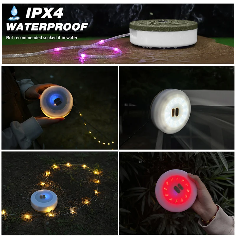 2 in 1 LED Reel String Light Outdoor Rechargeable Camping String Light Recyclable Tape Light Tent Garden Holiday Decoration Lamp