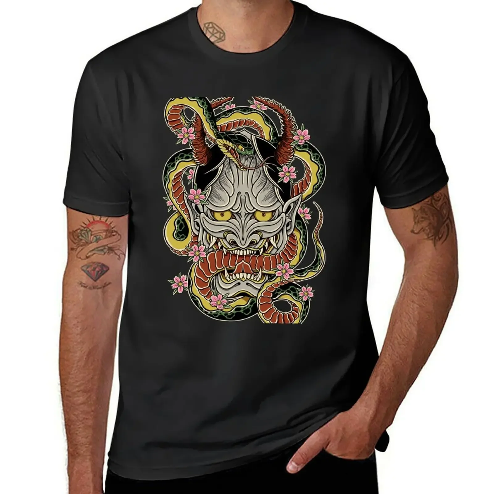 Japanese Serpent Demon Tee T-Shirt Funny t-shirt Blouse mens shirts graphic tee