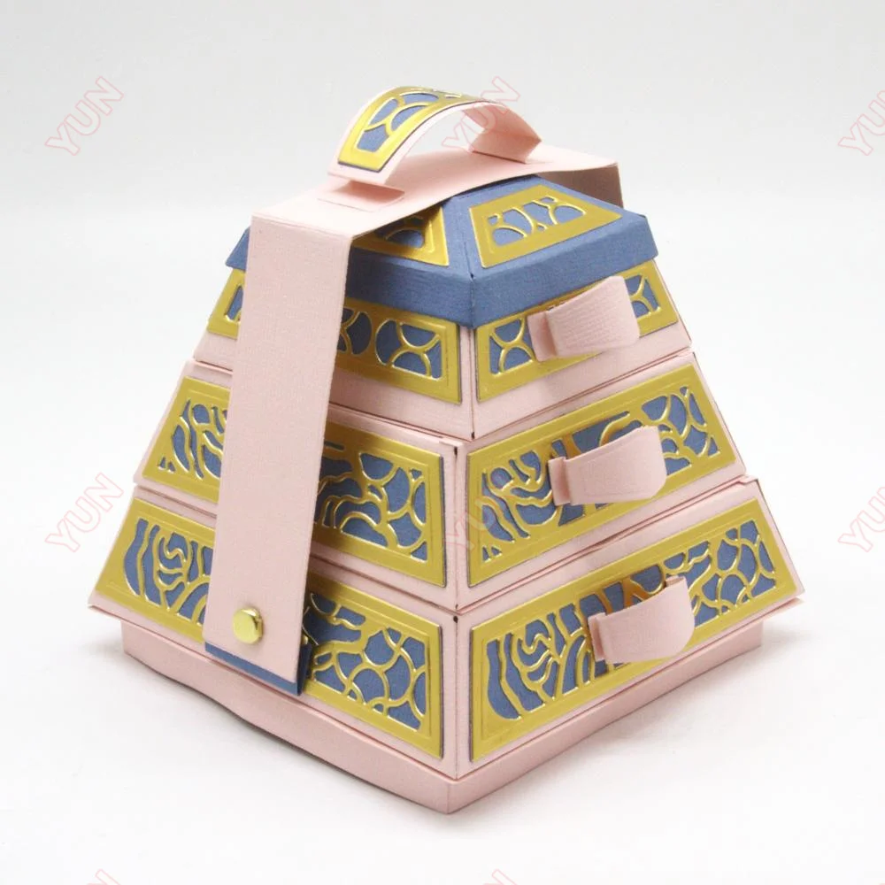 New Stackable Tiffin Box Alluring Perfume Bottle Baquet Metal Cutting Dies Scrapbooking Paper Card Album DIY Pyramid Memory Book