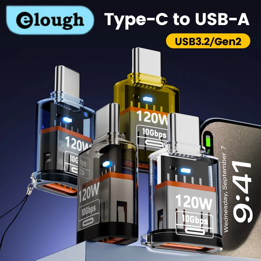 

Адаптер Eloug 120 Вт USB3.2/Gen2, 10 ГБ, адаптер OTG для передачи данных для iphone 15 16, конвертер мобильного телефона Samsung