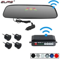 EURS Car Parking Rearview mirror wireless reversing radar with Parking Sensor Waterproof Radar Detector System LED Display