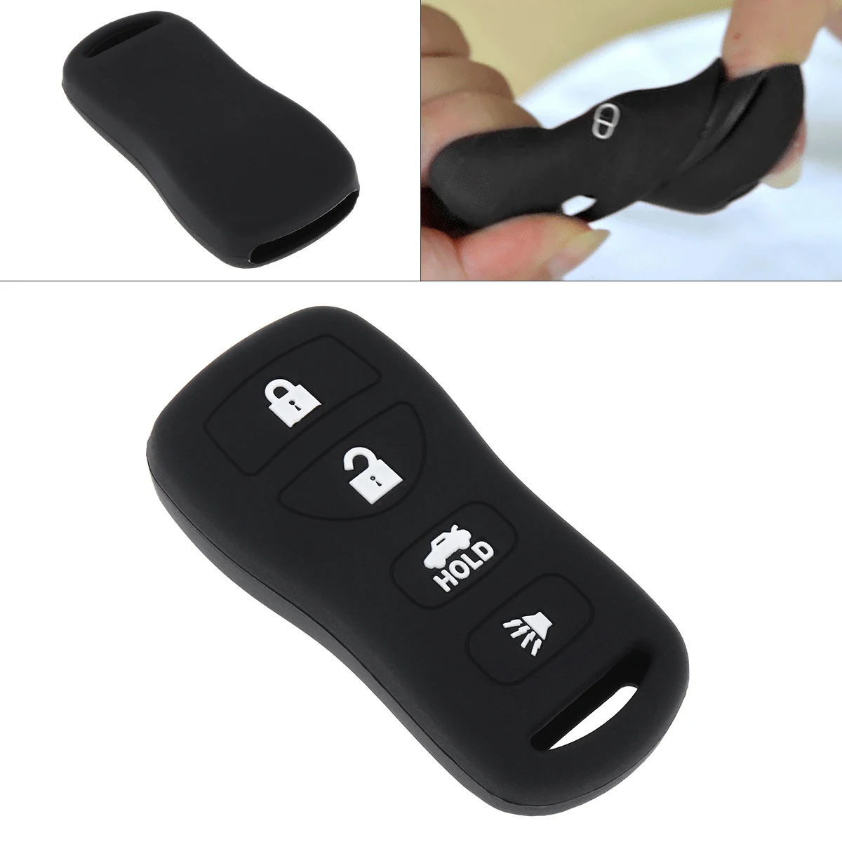4 Buttons Car Remote Key Fob Case Shell Fit for Infiniti Nissan 2002-2011 Silicone Straight Plate Key Shell Case Cover