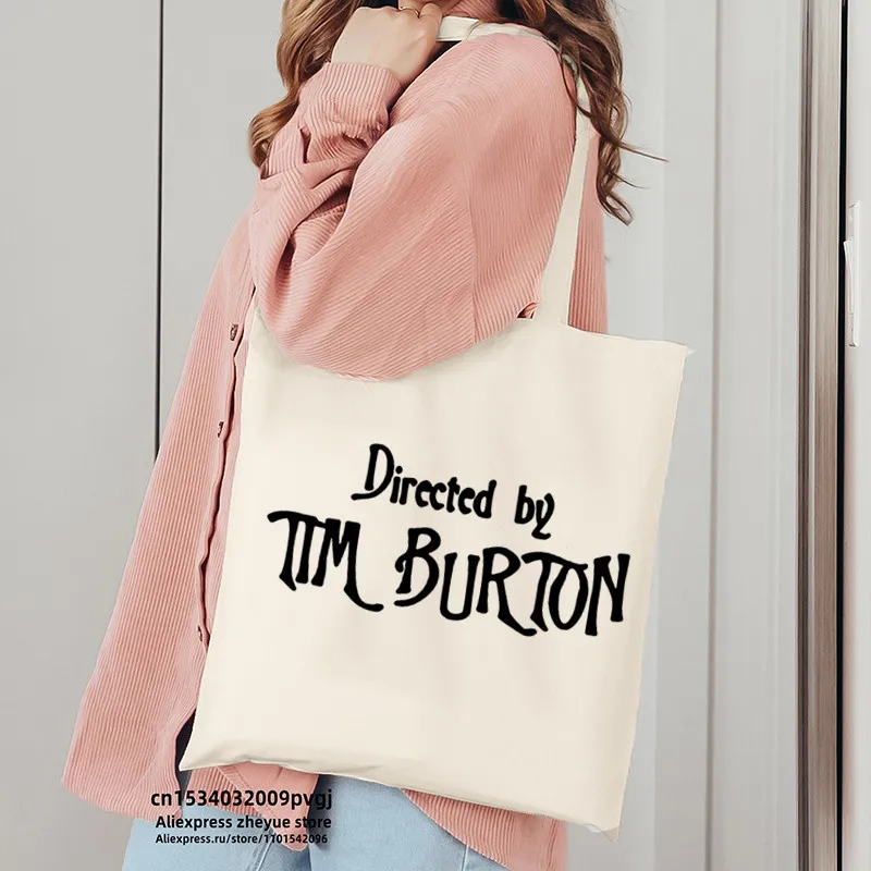 Directed Be Tim Burtom Shopping Bag Canvas Bags Shopper Security Night Jute Bag Foldable Bag Reusable Shopper Canvas